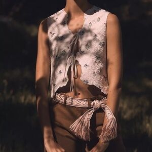 NWT Anthropologie Woven Fringe Tie Belt Large